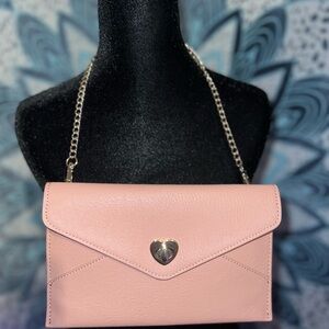 Pink Envelope Clutch with Chain Strap